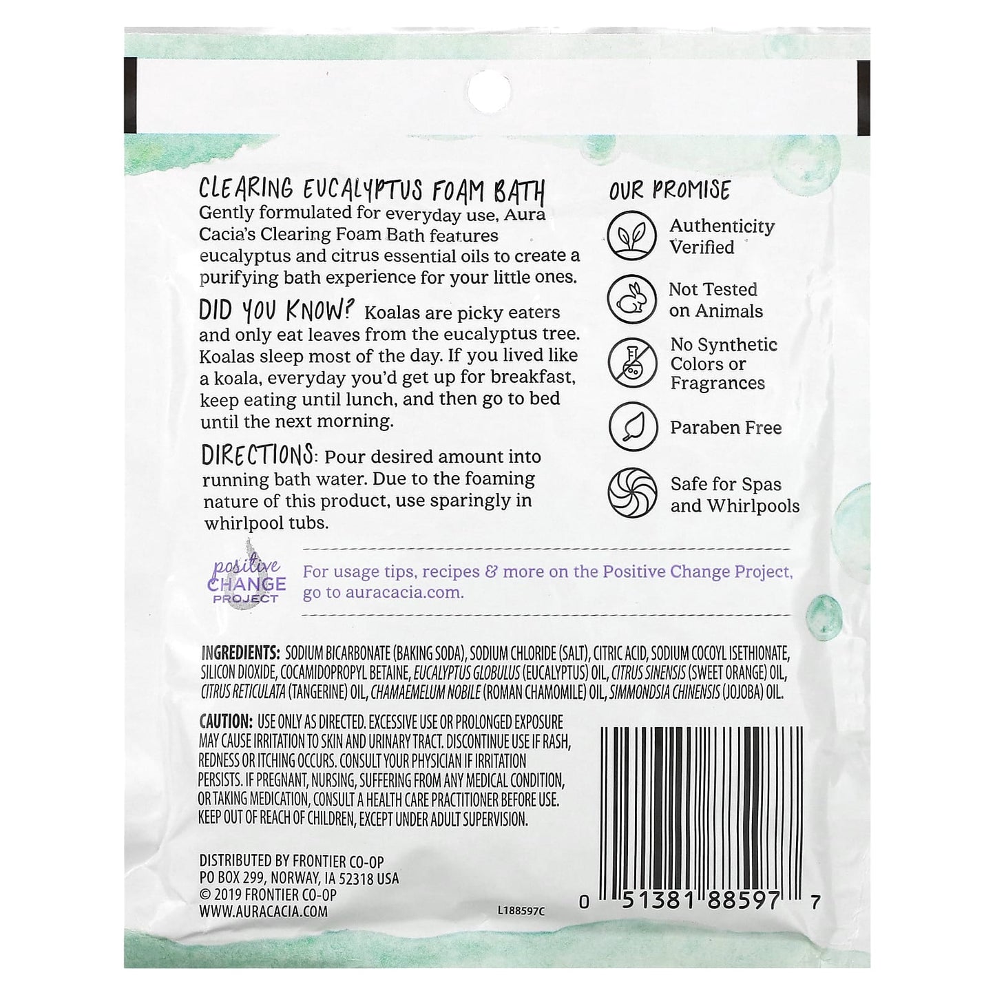 AURA CACIA, Foam Bath, Clearing Eucalyptus, 70.9G