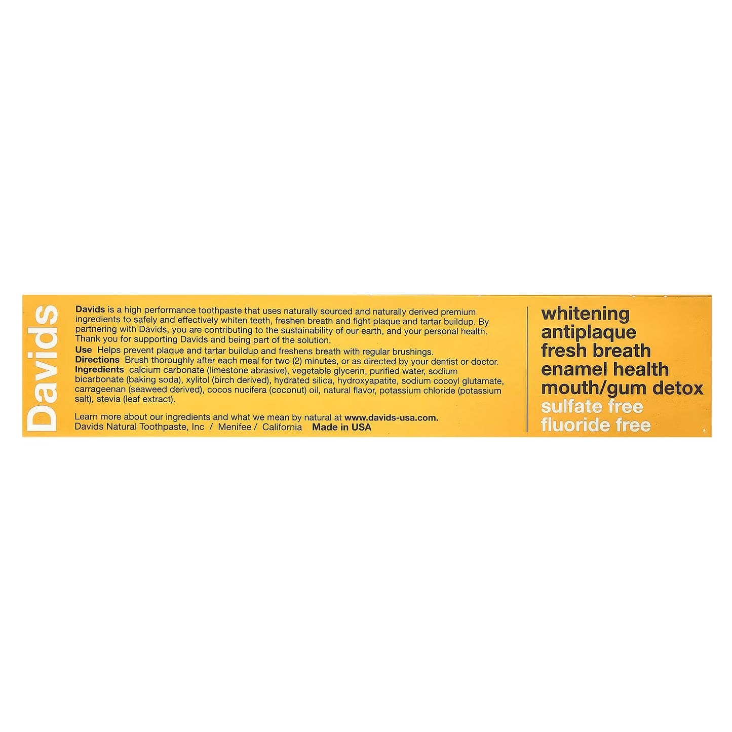 Davids Kids + Adults Whitening + Antiplaque Toothpaste / Natural Orange Vanilla 113g