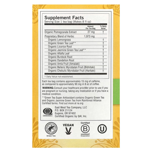 Yogi Green Tea Super Antioxidant Helps Reduce Free Radicals 16 tea bags