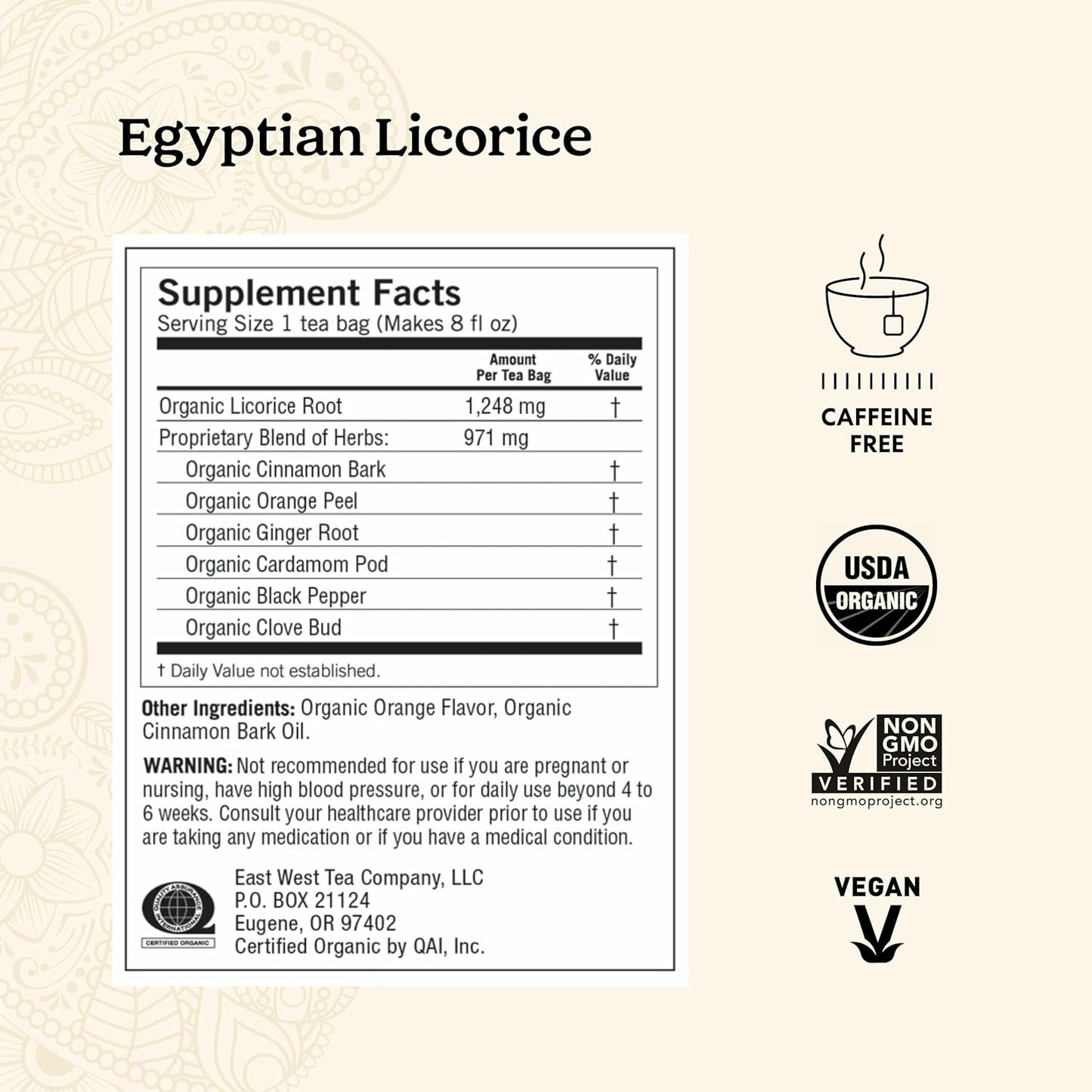 Yogi Tea Egyptian Licorice Warming and Naturally Spicy-Sweet 16 Tea bags