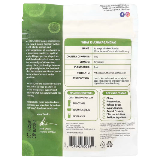 Superfoods Organic Ashwagandha Root Powder 113g