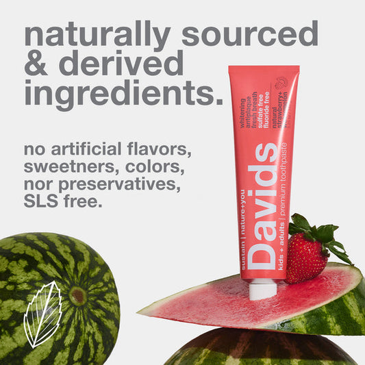 Davids Kids & Adults Premium Toothpaste Natural Strawberry & Watermelon 149G