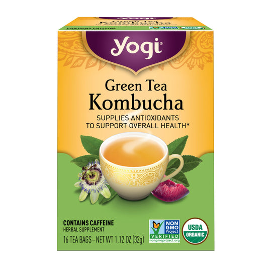 Yogi Green Tea Kombucha Supplies Antioxidants to Support Overall Health 16 Tea Bags