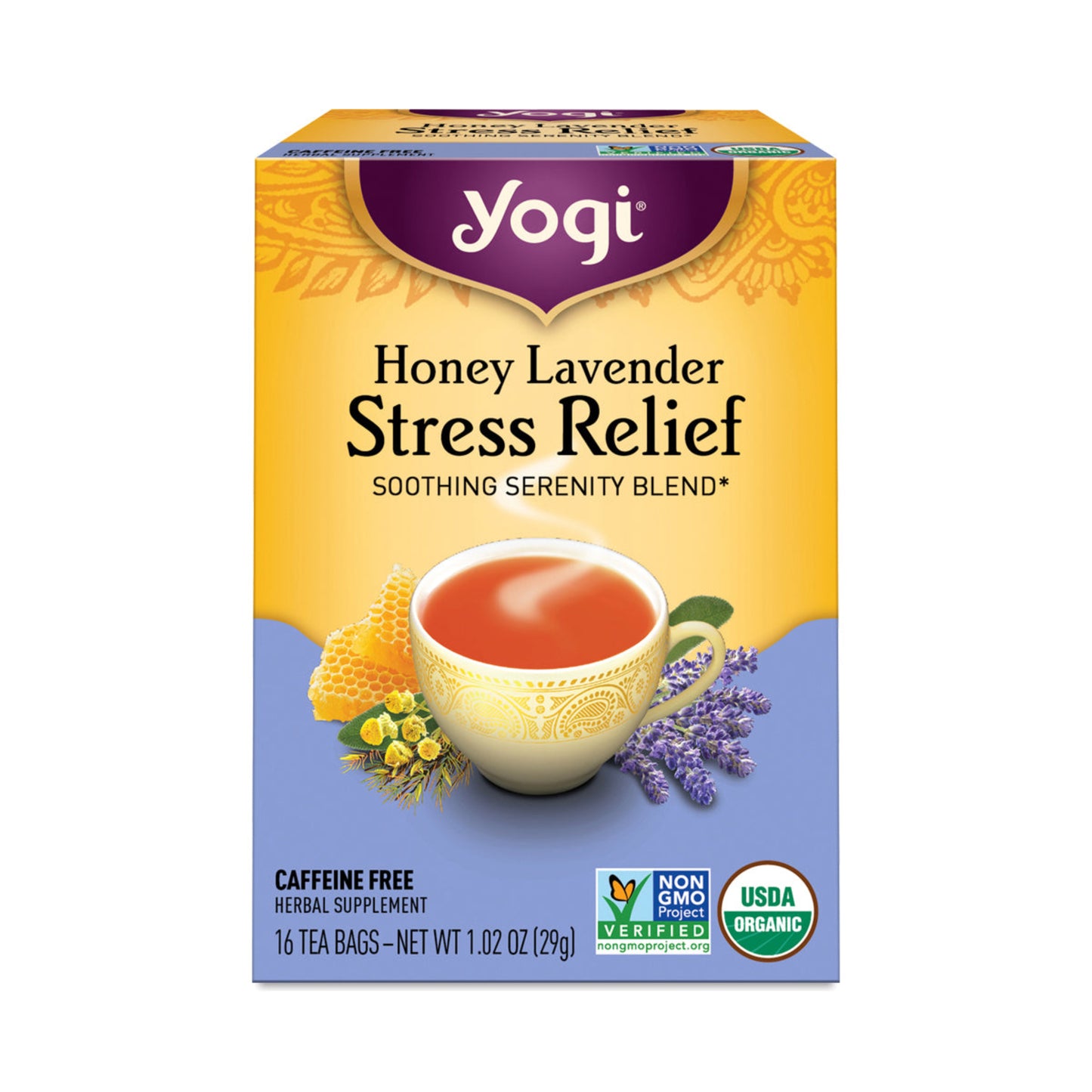 Yogi Tea Stress Relief Honey Lavender Soothing Serenity Blend 16 Tea bags
