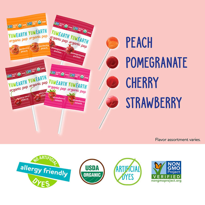 Yumearth Organic Pops No Artificial Dyes - Mixed Flavours 14 pops 87g