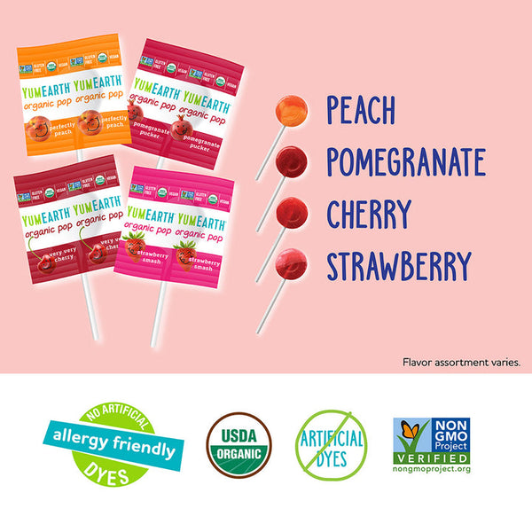 Yumearth Organic Pops No Artificial Dyes - Mixed Flavours 14 pops 87g