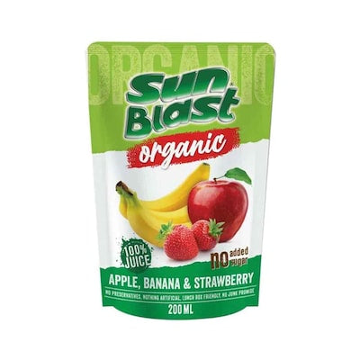 Sun Blast Organic Apple, Banana and StrawBerry 200ml