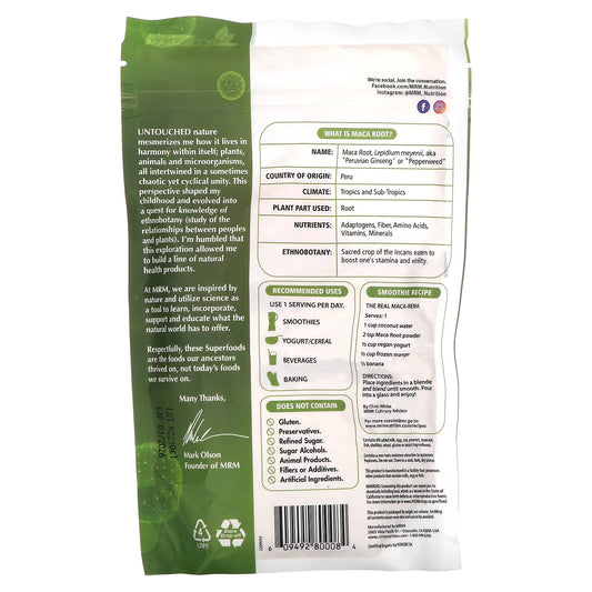 Superfoods by MRM Raw Organic Maca Root Powder 240g