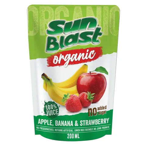 Sun Blast Organic Apple, Banana and StrawBerry 200ml
