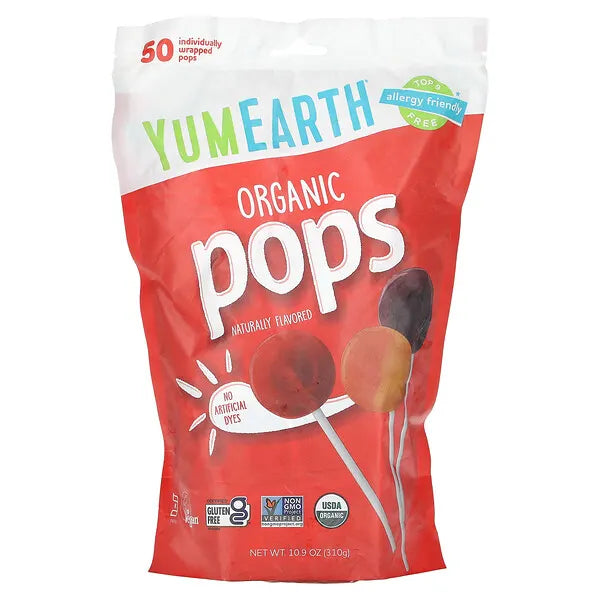 YUMEARTH, Organic Pops, Assorted Flavors, 50 Pops 310G
