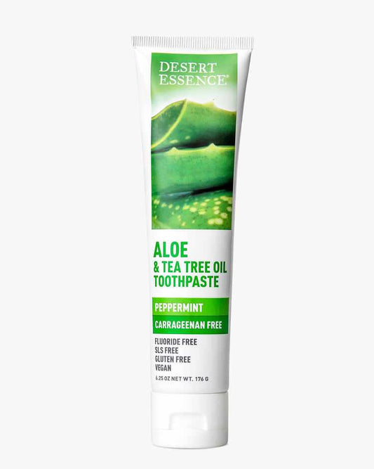 DESERT ESSENCE ALOE & TEA TREE OIL PEPPERMINT CARRAGEENAN FREE TOOTHPASTE 176G