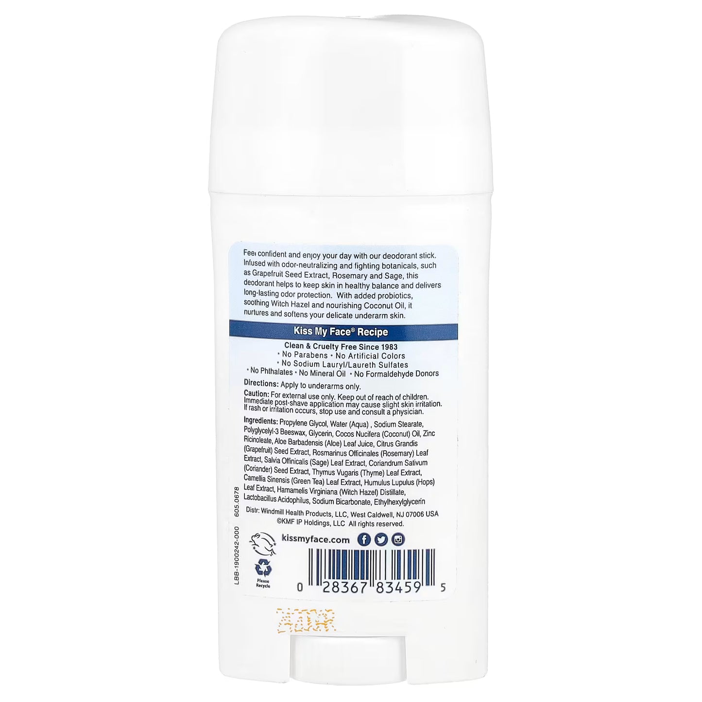 Kiss My Face Active Life Stick Fragrance Free Deodorant 70g
