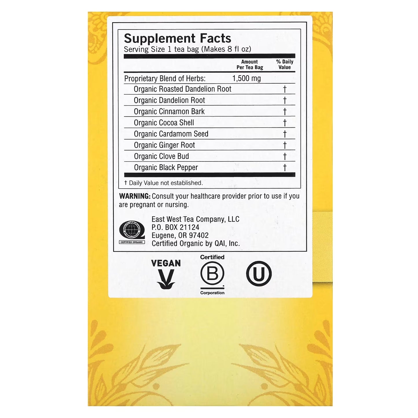 Yogi Tea Roasted Dandelion Spice Detox Healthy Cleansing Formula 16 Tea bags
