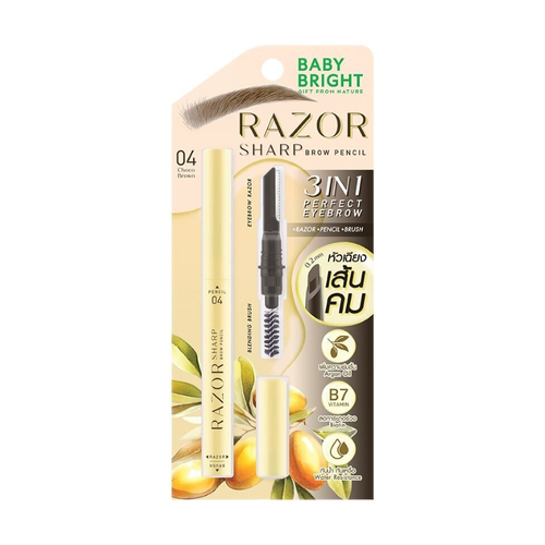 BABY BRIGHT Razor Sharp Brow Pencil 3 in1 04 Choco Brown