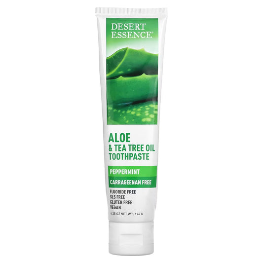 DESERT ESSENCE ALOE & TEA TREE OIL PEPPERMINT CARRAGEENAN FREE TOOTHPASTE 176G