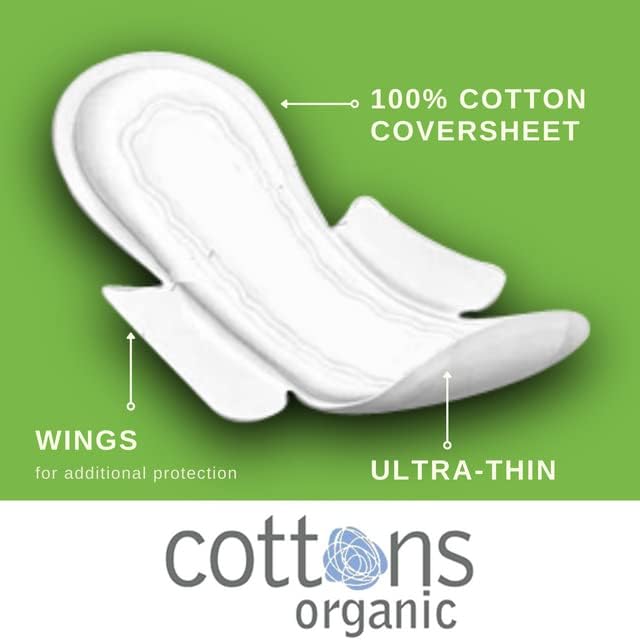 Cottons Organic Regular Ultra Thin Pads with Wings - 14 Pads