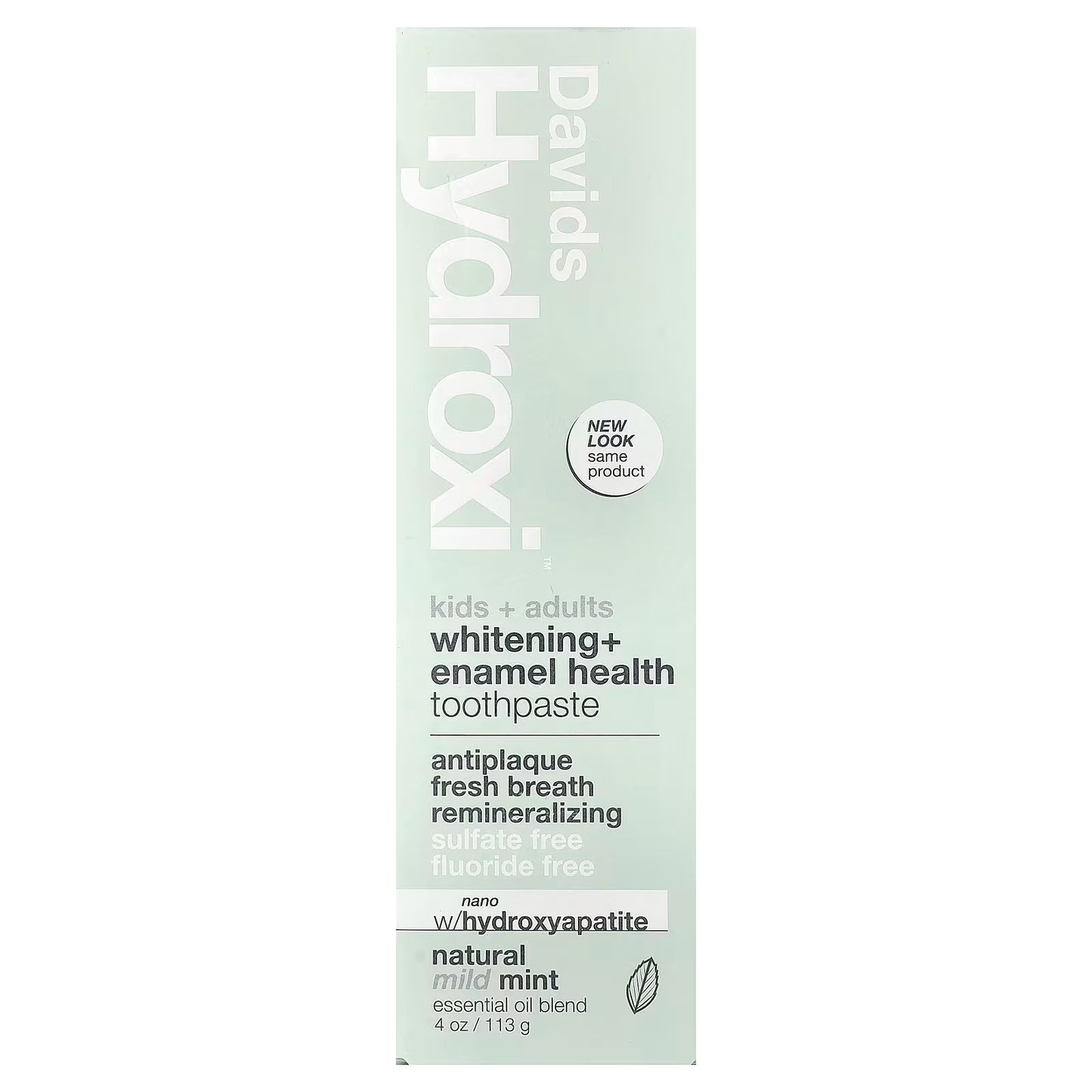 Davids Hydroxi™ Kids + Adults Whitening + Enamel Health Toothpaste / Natural Mild Mint 113g