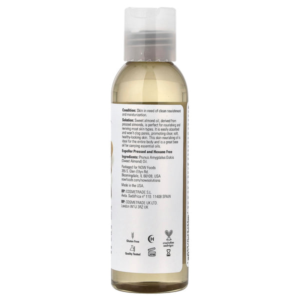 Now Solutions Sweet Almond Oil 100% Pure Moisturizing Oil 118 ml