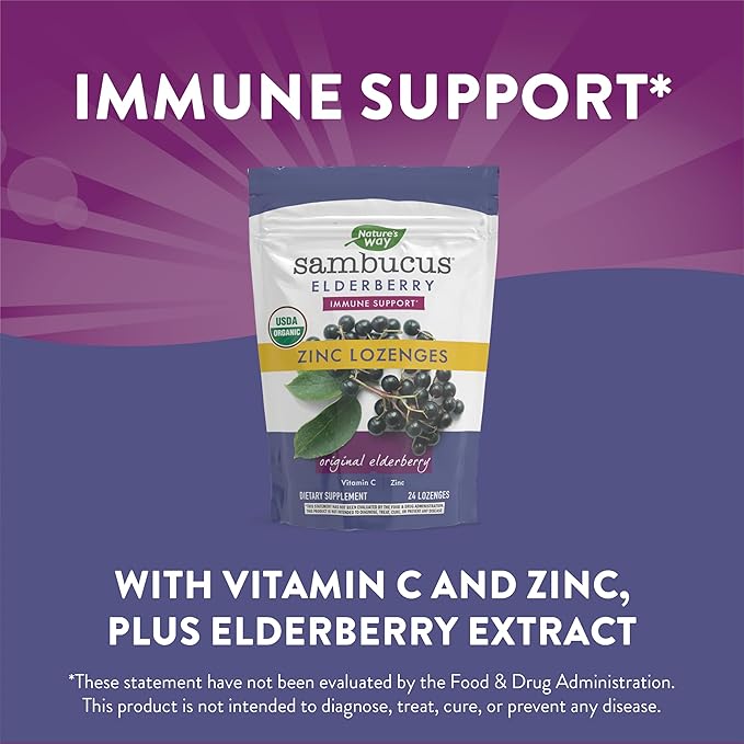 Nature's Way, Sambucus Elderberry, Zinc Lozenges, Original Elderberry, 24 Lozenges