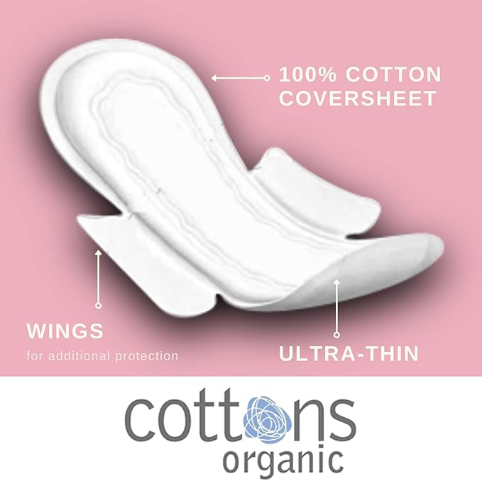Cottons Organic Super Ultra-Thin Pads with Wings - 12 Pads