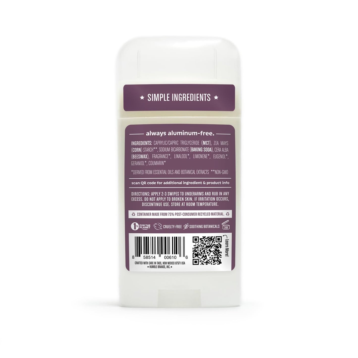 Humble Lavender & Holy Basil Aluminum Free Deodorant 70 g