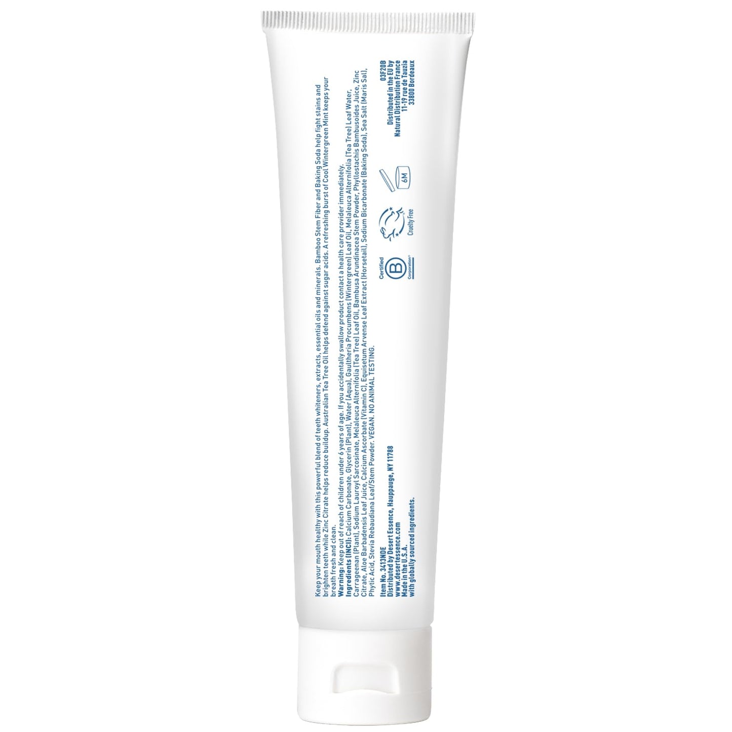 DESERT ESSENCE TEA TREE OIL WHITENING PLUS COOL MINT Toothpaste 176G