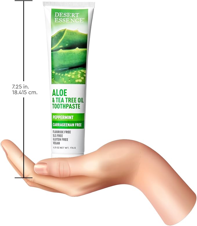 DESERT ESSENCE ALOE & TEA TREE OIL PEPPERMINT CARRAGEENAN FREE TOOTHPASTE 176G