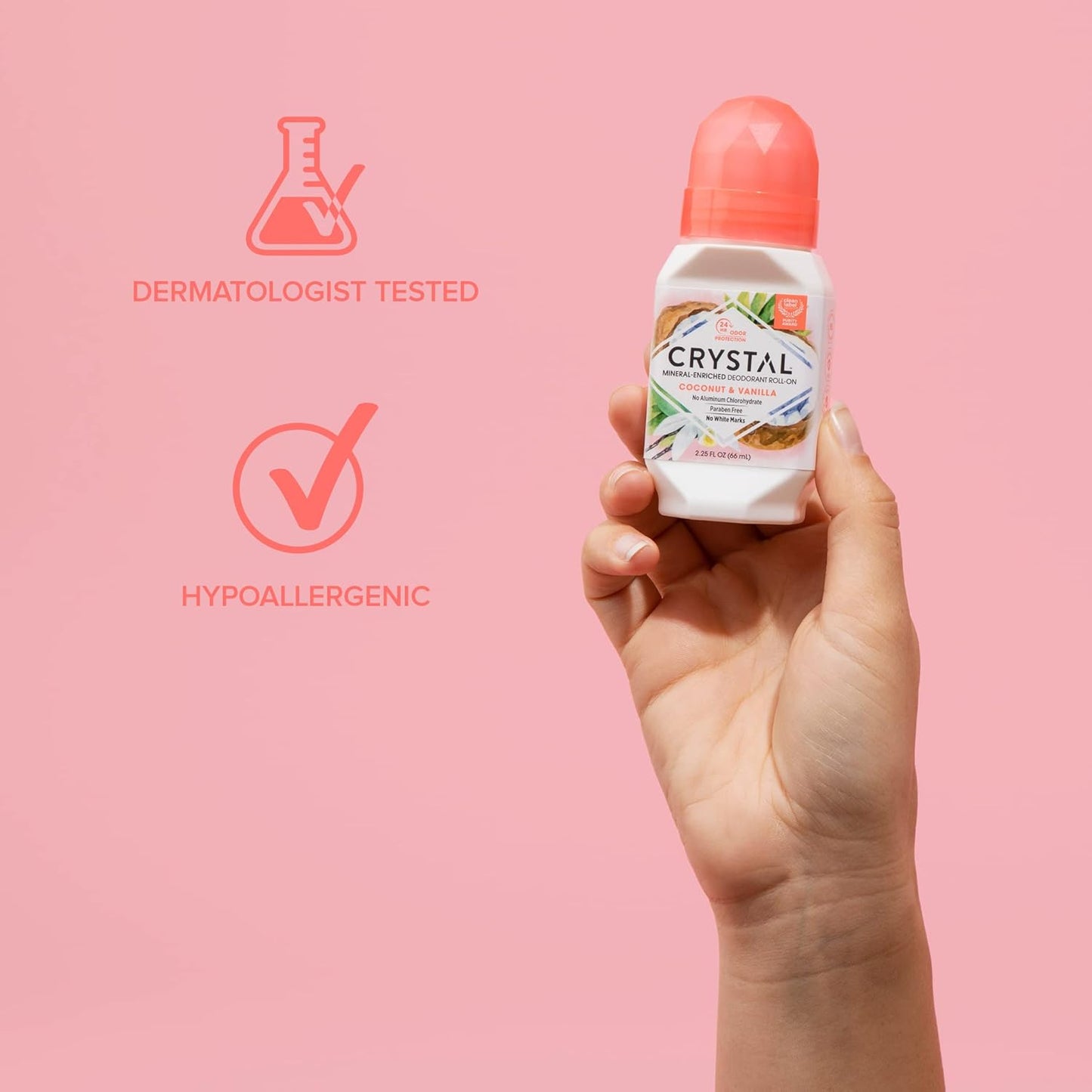 Crystal Mineral Deodorant Roll-On Coconut & Vanilla 66ml