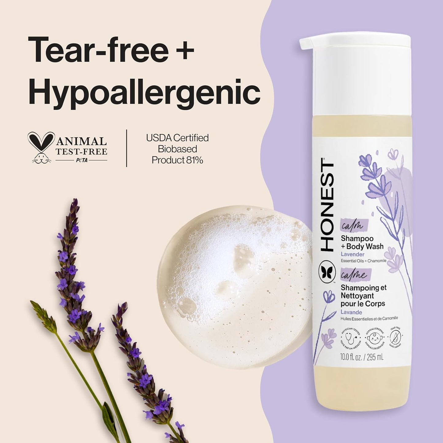 Honest Calm Shampoo & Body wash Lavender Essential Oils + Chamomile 295 ML