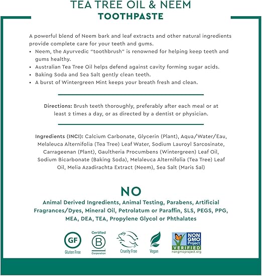 DESERT ESSENCE TEA TREE OIL & NEEM TOOTHPASTE - WINTERGREEN 176 G