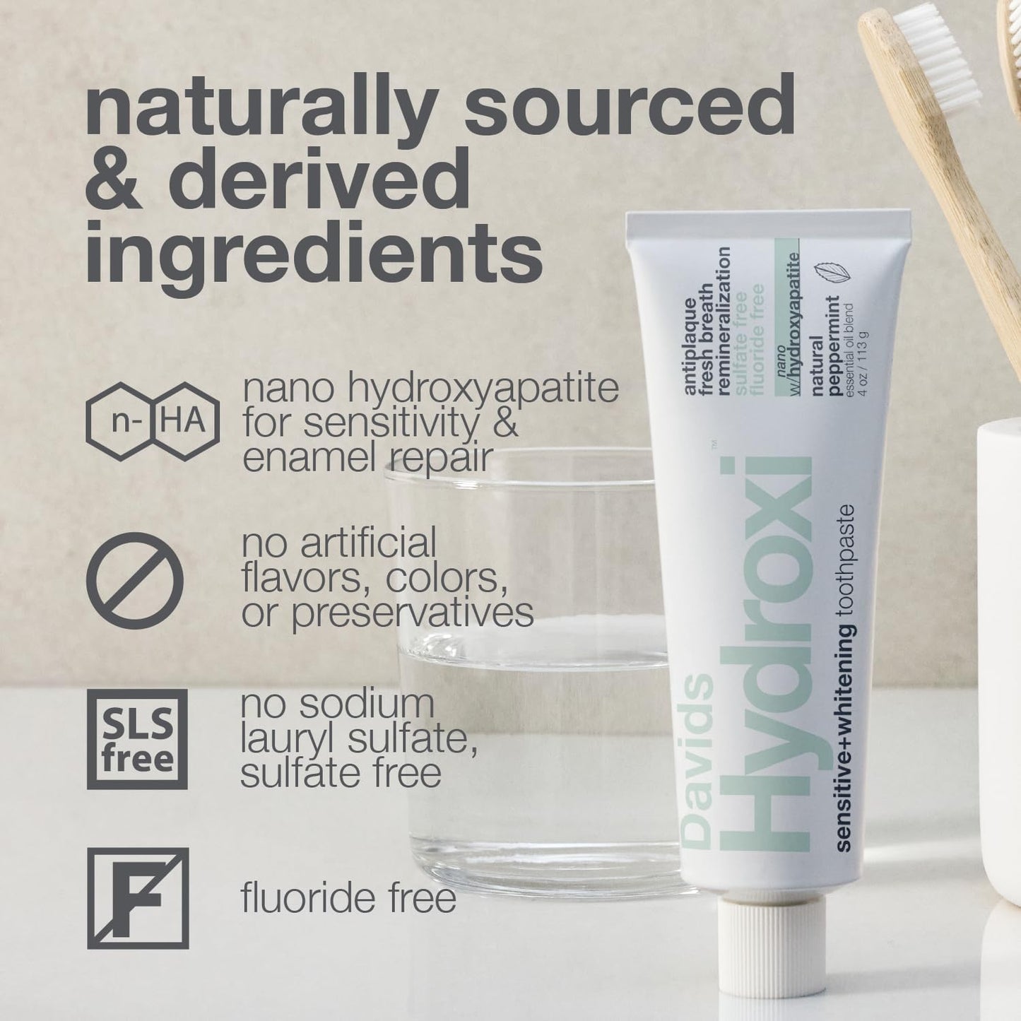 Davids Premium Toothpaste Sensitive Whitening Nano-Hydroxyapatite / Peppermint 50g