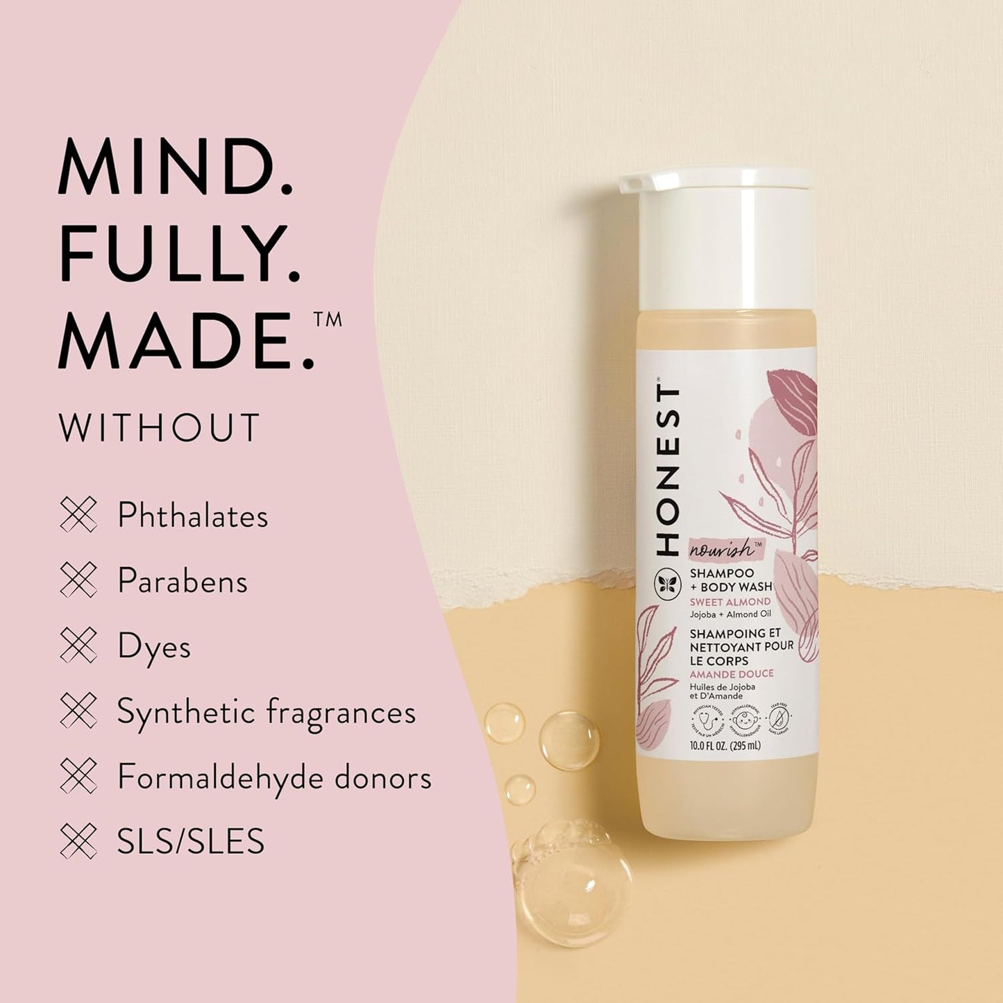 Honest Nourish Shampoo & Body Wash Sweet Almond Jojoba + Almond Oil 295 ML
