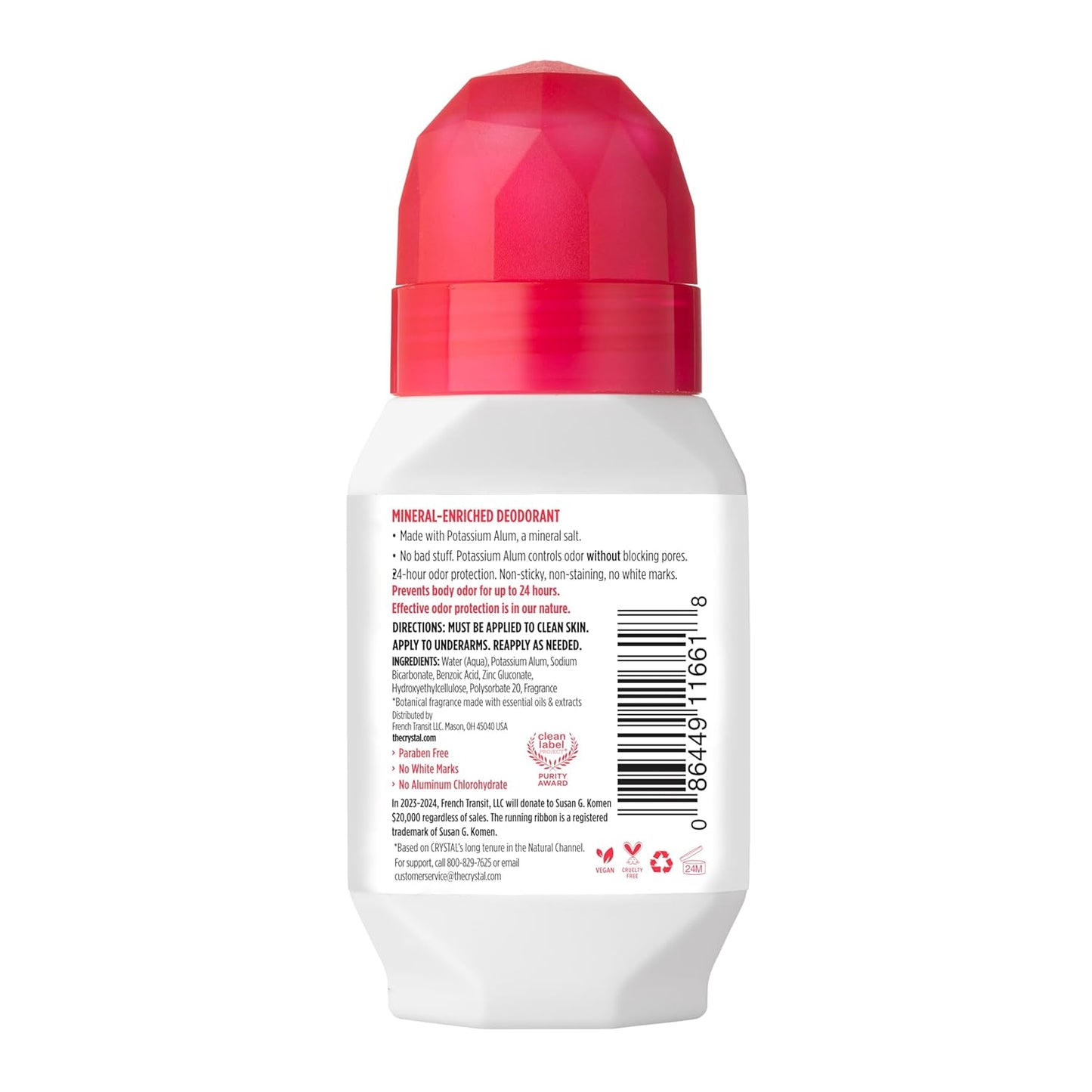 Crystal Mineral Deodorant Roll-On Pomegranate 66ml