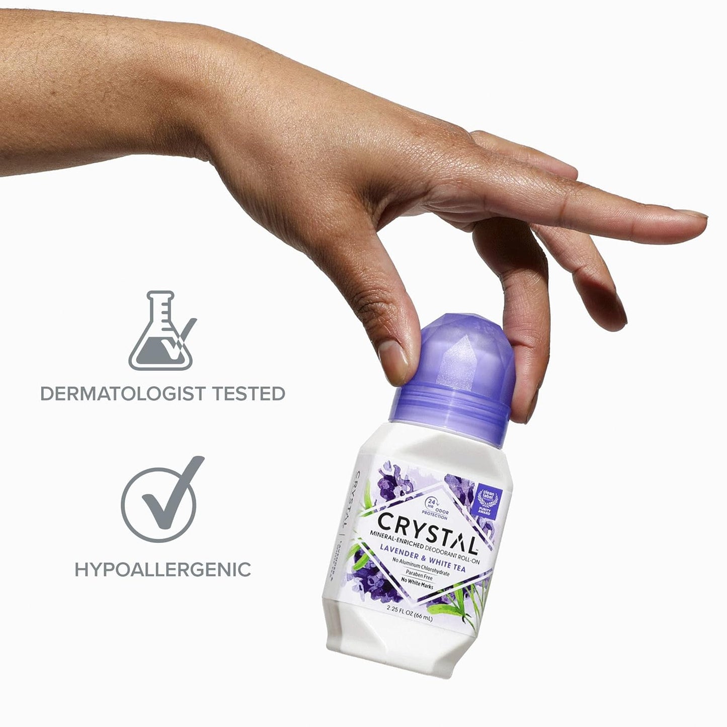 Crystal Mineral Deodorant Roll-On Lavender & White Tea 66ml