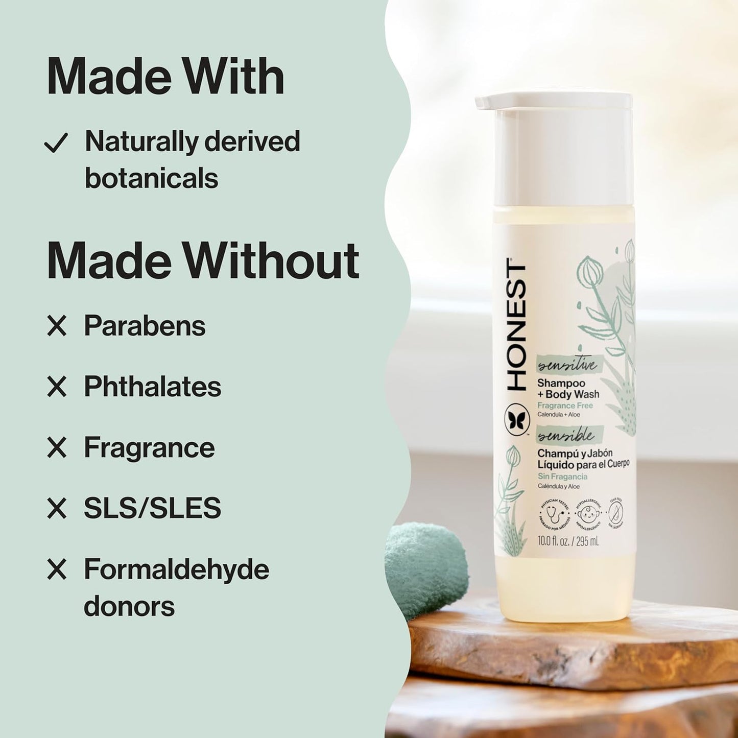 Honest Sensitive Shampoo & Body wash Fragrance Free Calendula + Aloe 295 ML