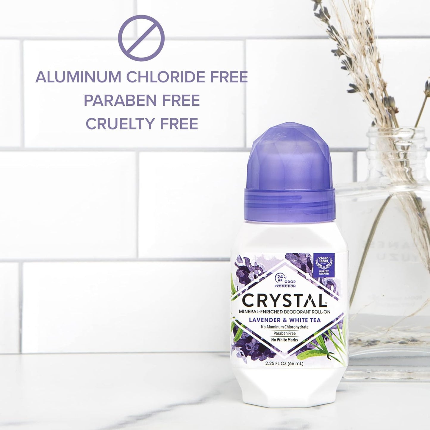 Crystal Mineral Deodorant Roll-On Lavender & White Tea 66ml