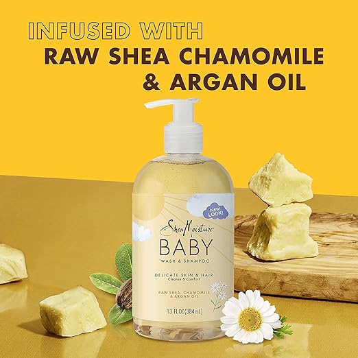 SheaMoisture, Baby Wash & Shampoo, Raw Shea, Chamomile & Argan Oil, 384ML