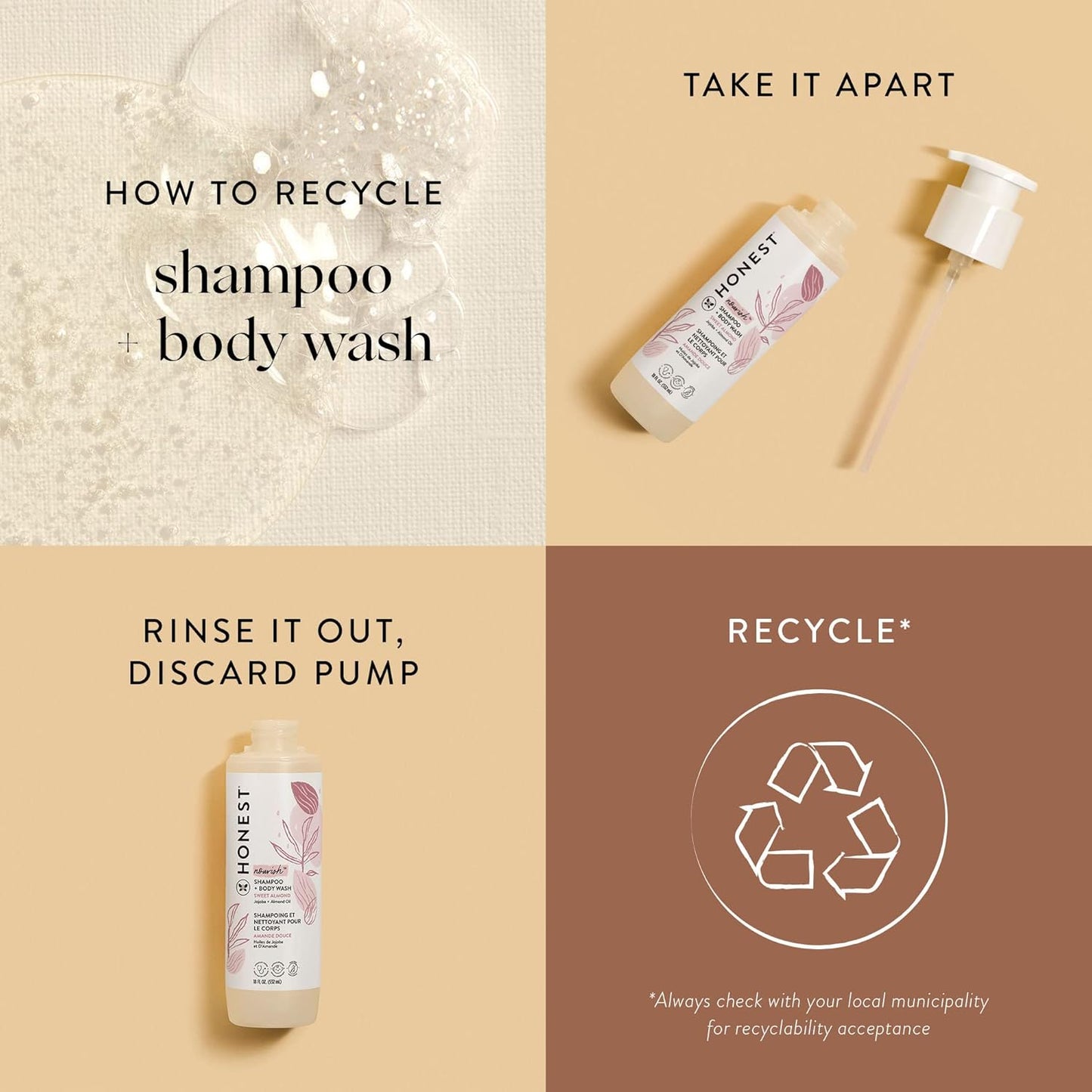 Honest Nourish Shampoo & Body Wash Sweet Almond Jojoba + Almond Oil 295 ML