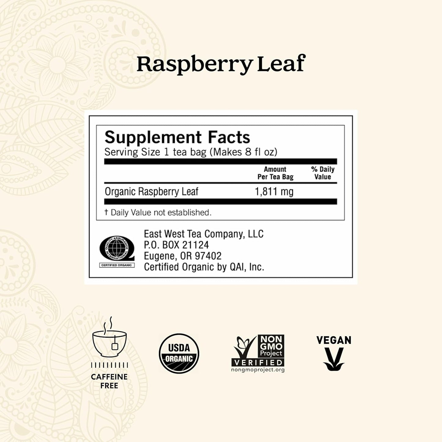 Yogi Tea Raspberry Leaf Supports the Reproductive system 16 Tea bags