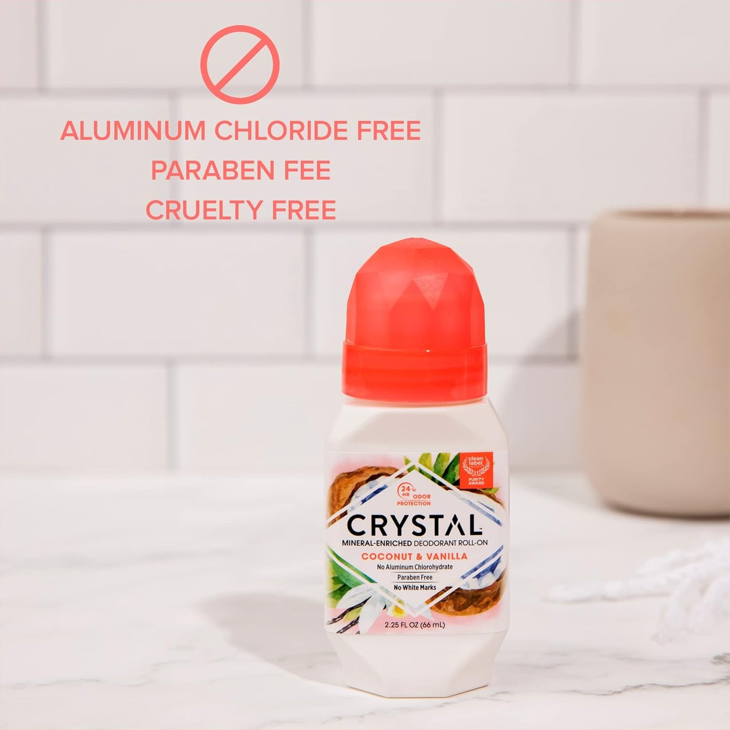 Crystal Mineral Deodorant Roll-On Coconut & Vanilla 66ml