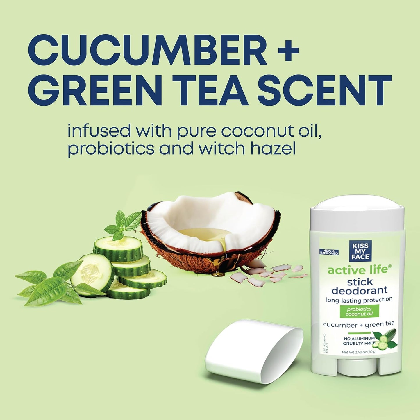 Kiss My Face Active Life Stick Cucumber Green Tea Deodorant 70g
