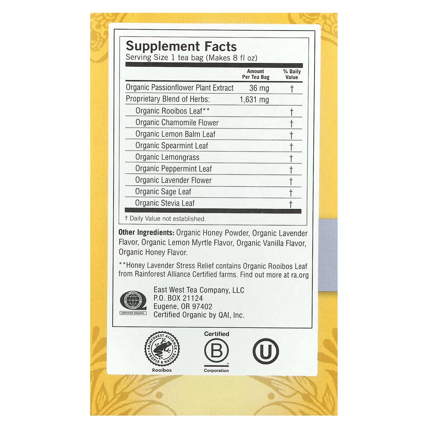 Yogi Tea Stress Relief Honey Lavender Soothing Serenity Blend 16 Tea bags