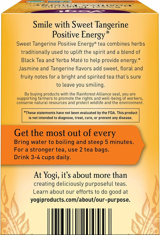 Yogi Tea Positive Energy Sweet Tangerine Supports Focus and Energy Levels 16 tea bags