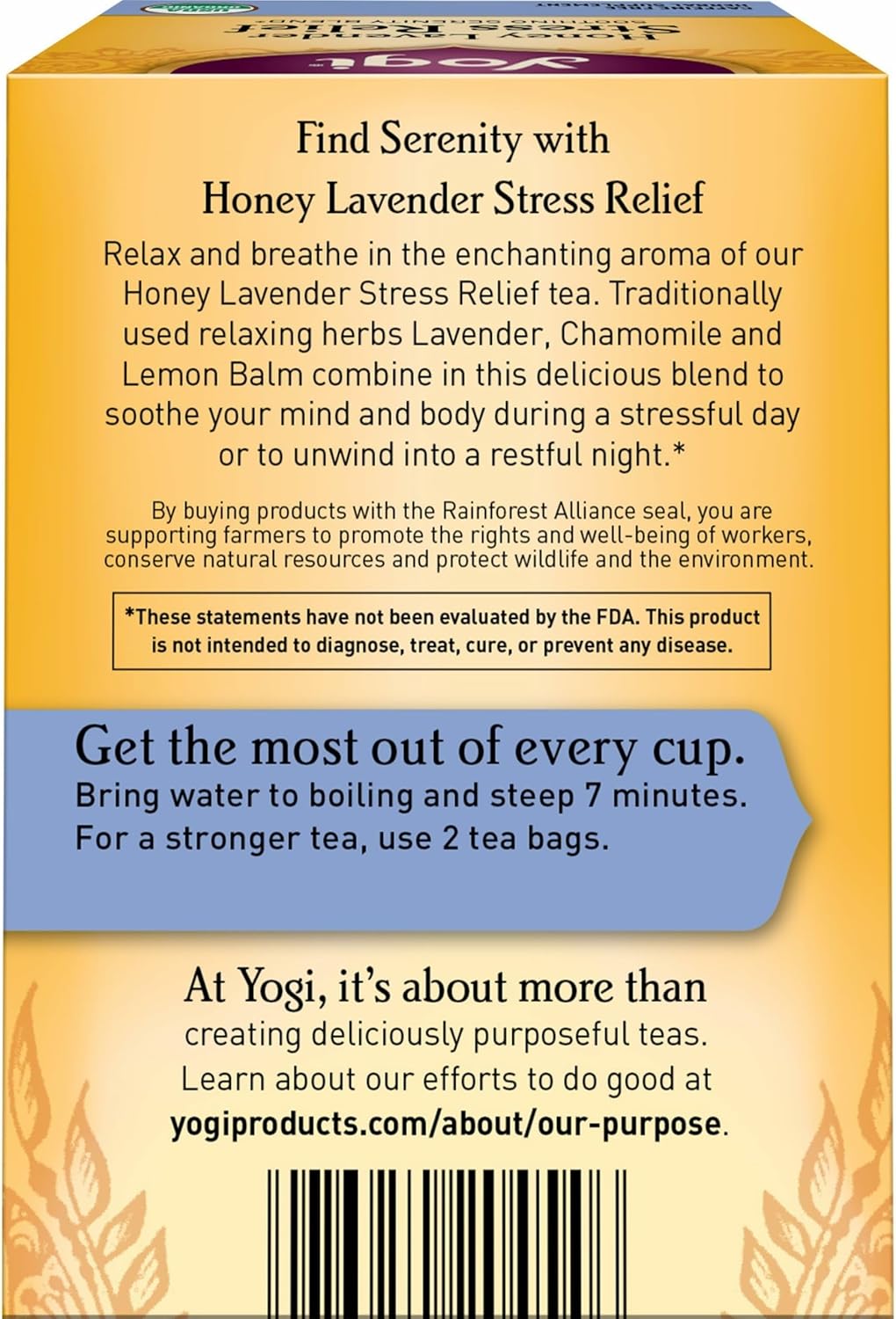 Yogi Tea Stress Relief Honey Lavender Soothing Serenity Blend 16 Tea bags