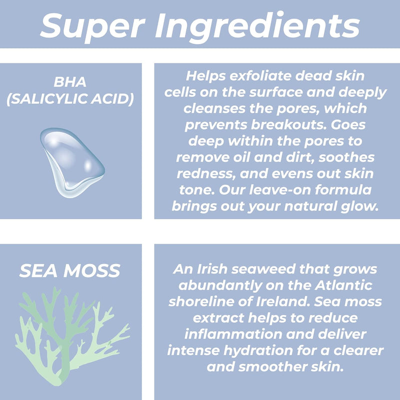 Nature Spell 2% BHA + Sea Moss Liquid Exfoliant (Salicylic Acid) – Skin Perfecting Tonic 30ML