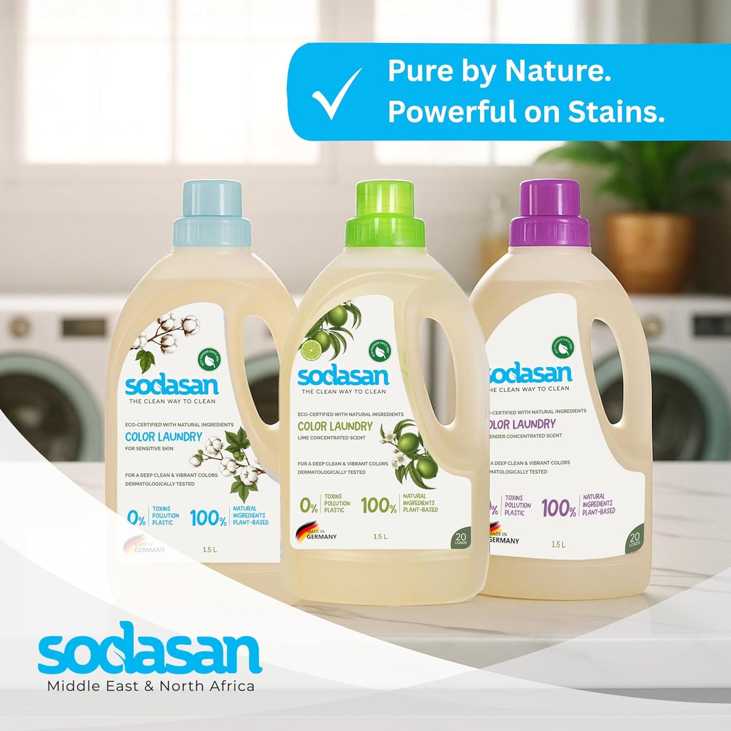 Sodasan 100% Natural Colour Laundry Liquid Lime 1.5Kg