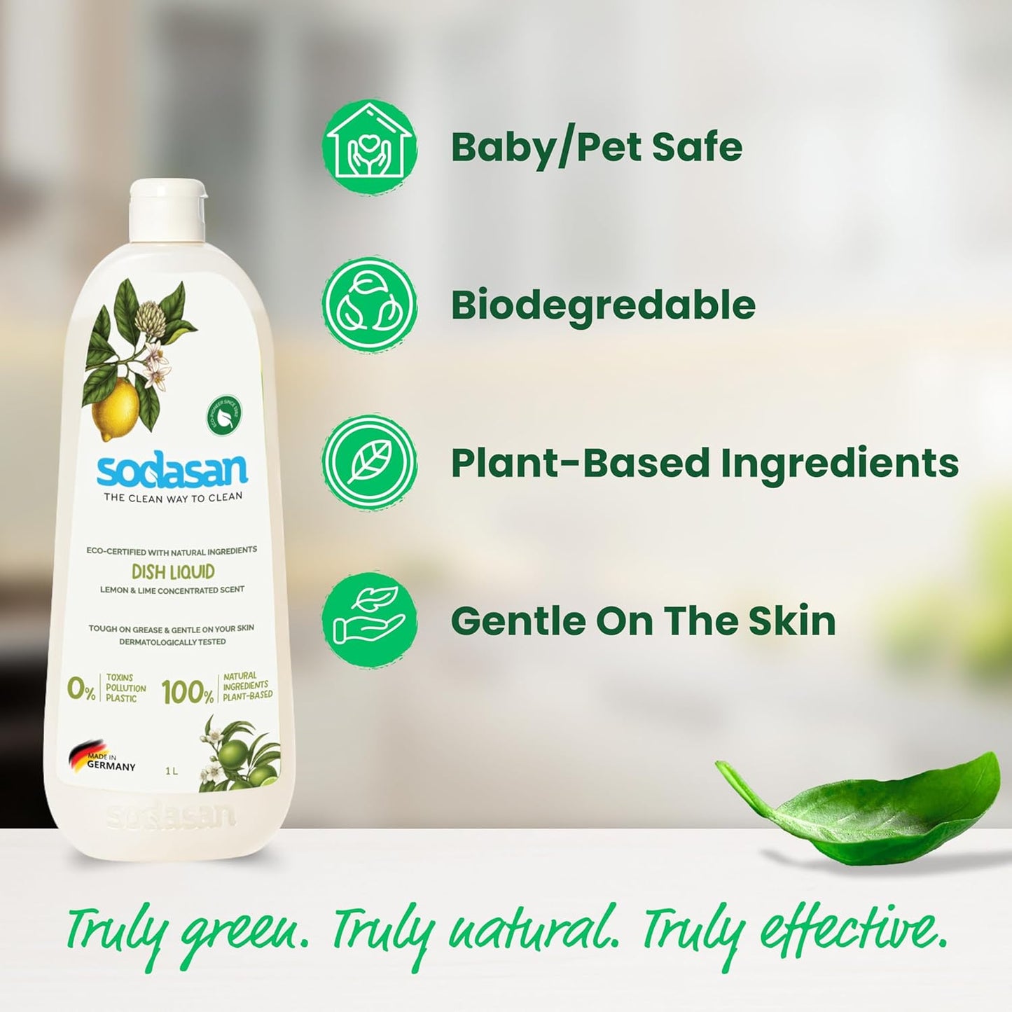 Sodasan 100% Natural Dish Liquid Lemon and Lime 1Kg