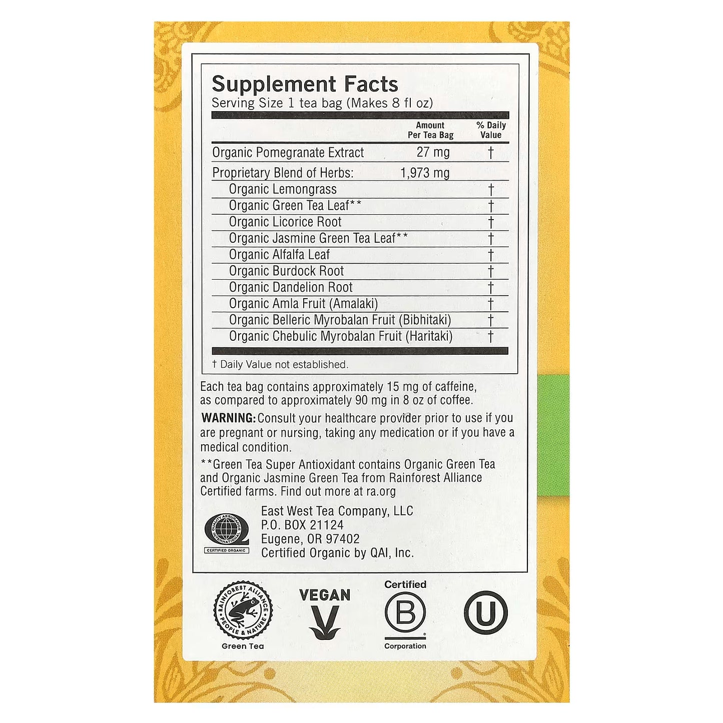 Yogi Green Tea Super Antioxidant Helps Reduce Free Radicals 16 tea bags
