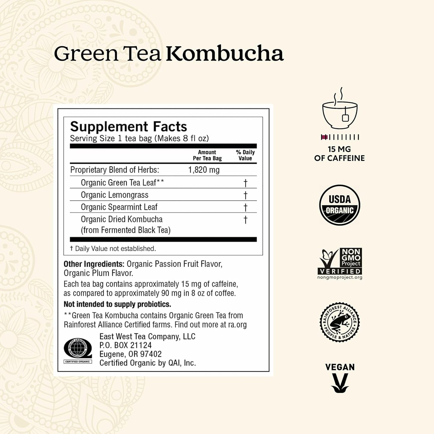 Yogi Green Tea Kombucha Supplies Antioxidants to Support Overall Health 16 Tea Bags