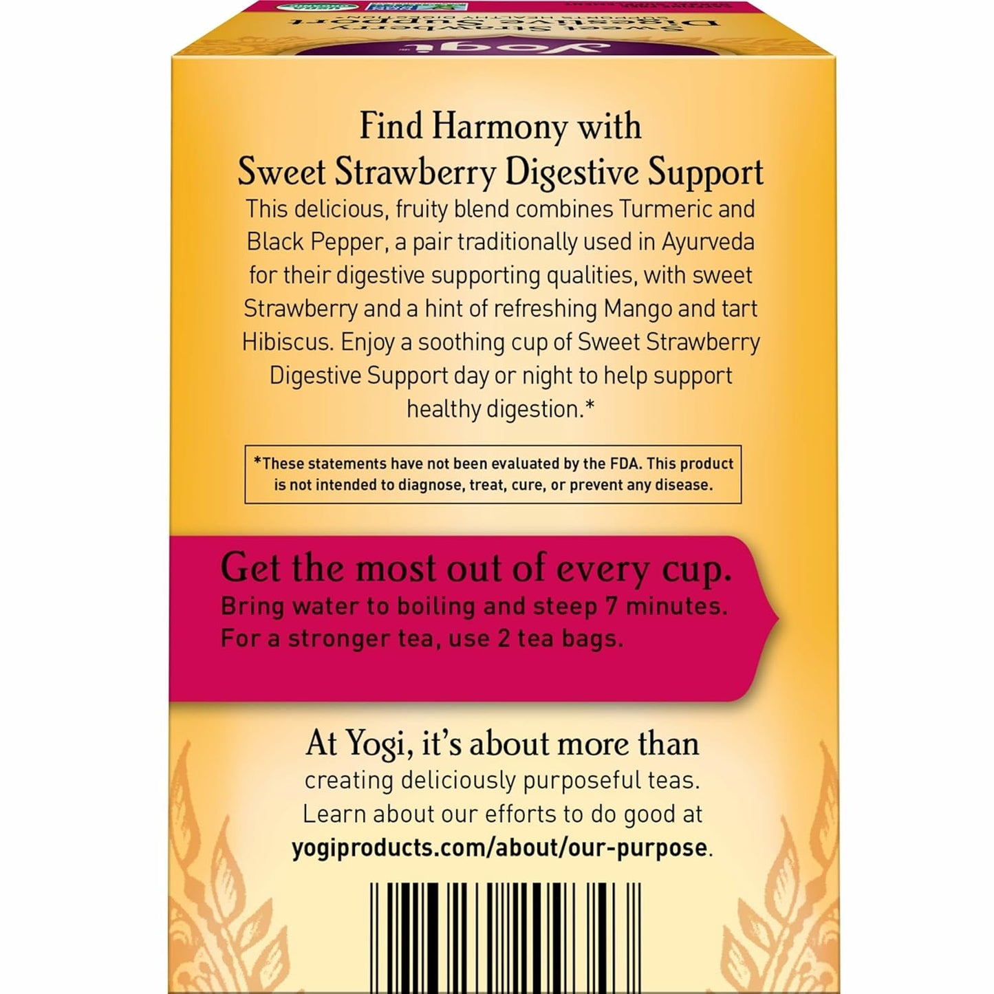 Yogi Tea Digestive Support Sweet Strawberry Supports Healthy Digestion 16 tea bags